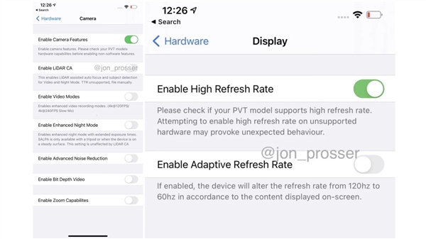 120Hz、LiDAR激光雷达扫描仪配齐了 iPhone 12 Pro Max系统截图曝光