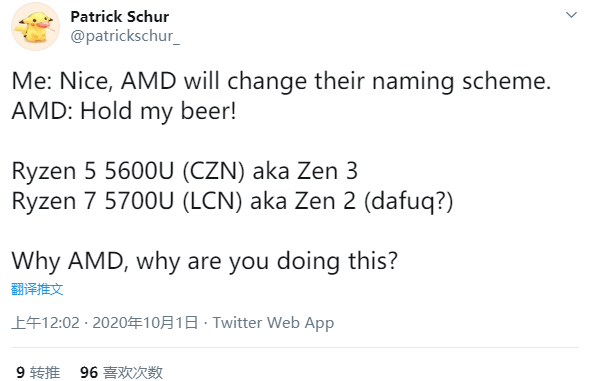 Zen3与Zen2混用 AMD锐龙5000搞晕网友：马甲太乱