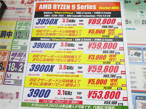 功耗骤降40W AMD 12核锐龙9 3900开卖：售价3815元