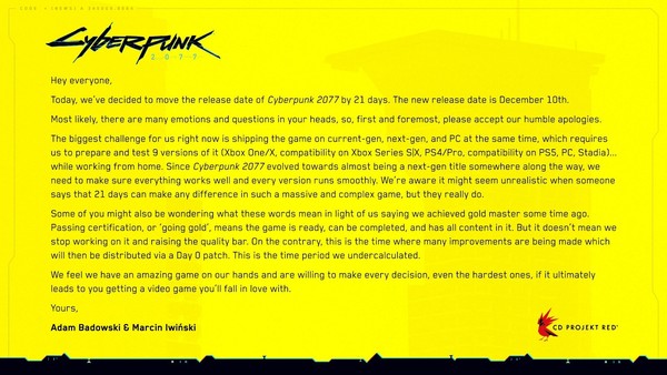 《赛博朋克2077》这款游戏将于12月10日发售