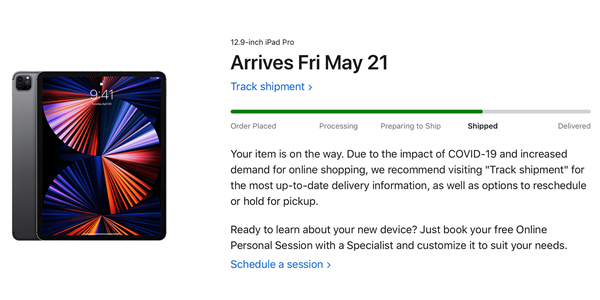 M1处理器+16G内存 2021款iPad Pro已发货：首批21日送达