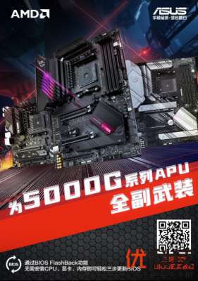 锐龙5000G APU将至 华硕B550主板全副武装