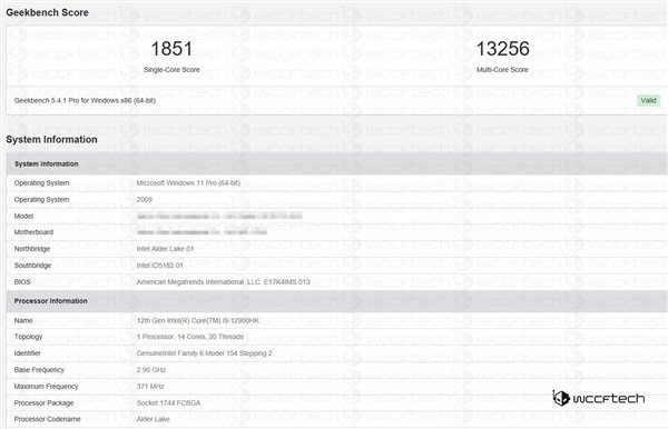 Intel 12代酷睿笔记本旗舰i9-12900HK跑分泄露