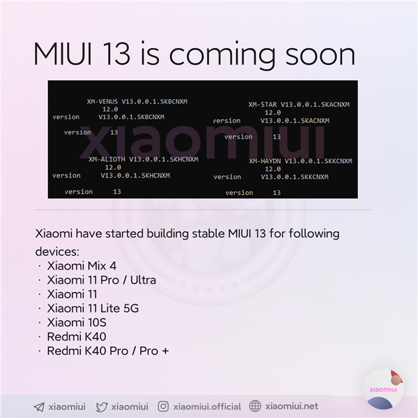 12月发布！MIUI 13适配机型名单曝光：首批9款升级