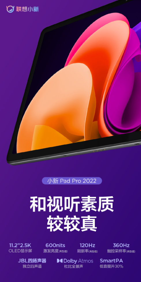 <a href='https://www.lenovo.com.cn/' target='_blank'><u>联想</u></a>小新Pad Pro 2022屏幕核心参数出炉：11.2英寸2.5K高刷屏