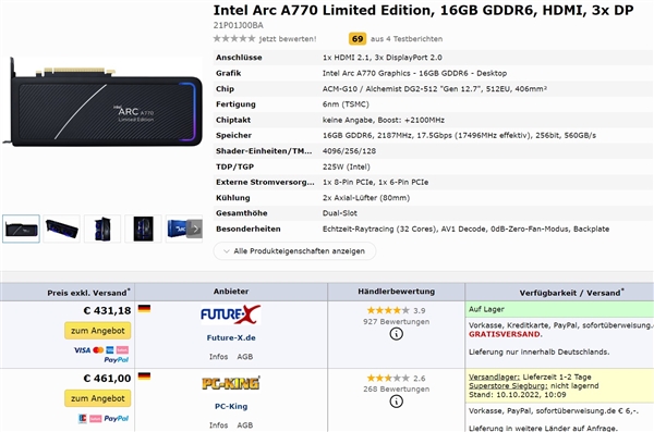 Intel Arc A770显卡限量版抢跑：说好的比RTX 3060便宜呢？