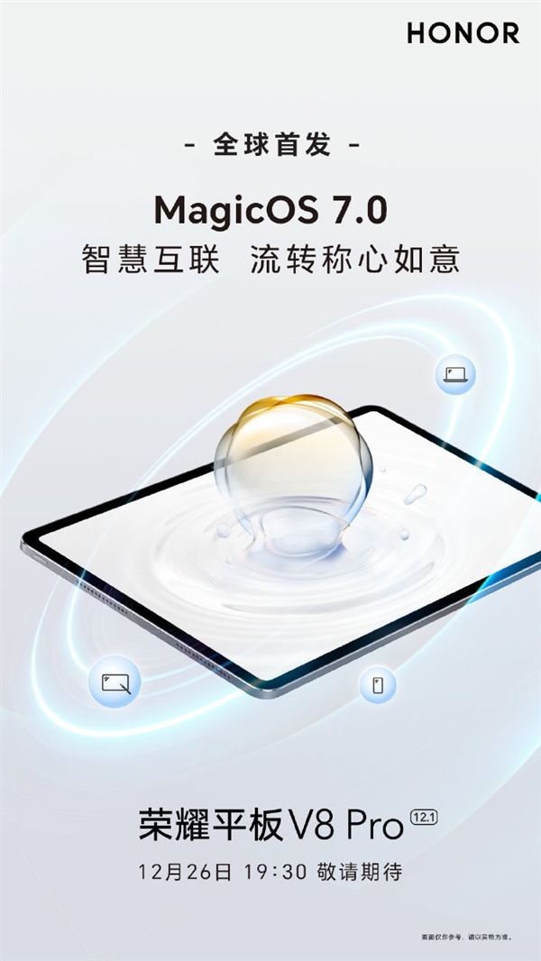 全球首款搭载MagicOS 7.0旗舰平板：荣耀平板V8 Pro来了