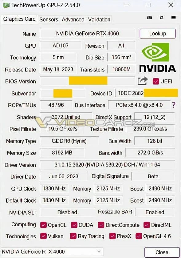 RTX 4060桌面版跑分曝光：看着有点甜 刀法依旧精准