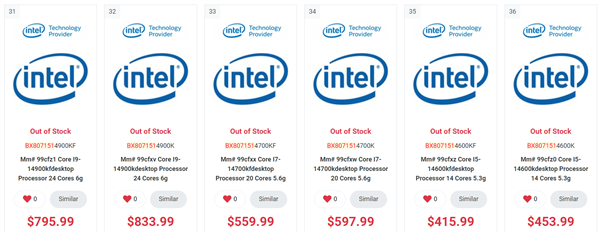 Intel 14代酷睿提前上架加拿大：涨价最多7％
