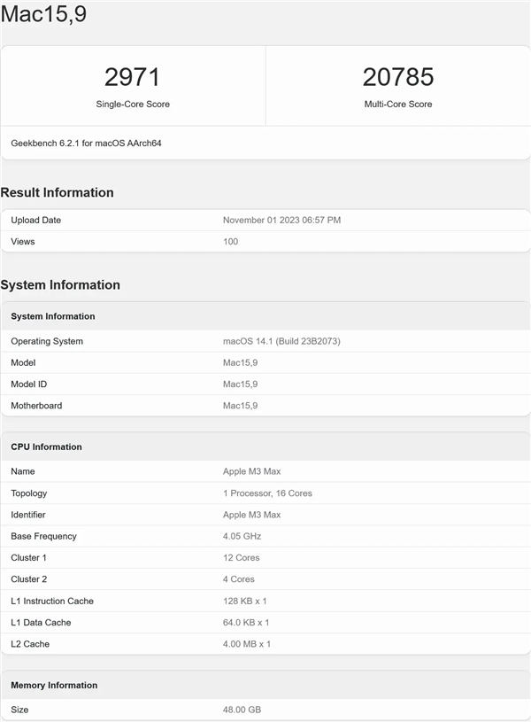 <a href='https://www.apple.com/cn/' target='_blank'><u>苹果</u></a>M3 Max首个跑分出炉：比M2 Max提升45%！