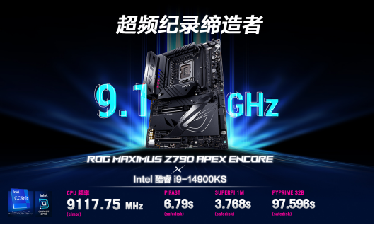 9117.75MHz！ROG Z790 APEX ENCORE主板再创超频纪录