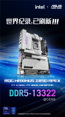 ROG MAXIMUS Z890 APEX主板创DDR5-13322超频新纪录
