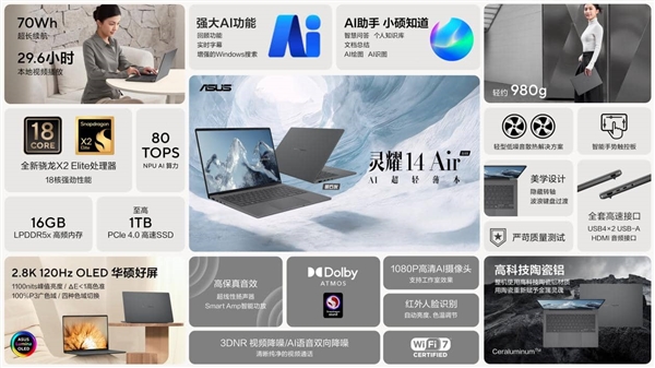 重塑移动办公、AI创作新境！全新华硕灵耀Air系列、ProArt 骁龙版震撼首发 创芯未来