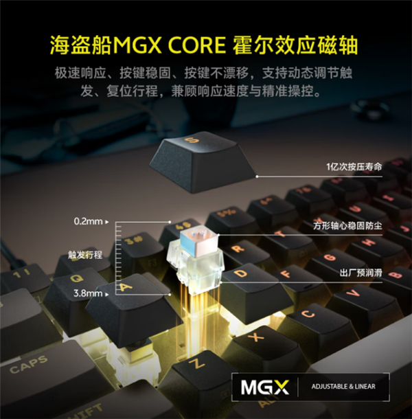 海盗船发布破浪者Pro mini 60磁轴键盘：支持8KHz回报率售799元
